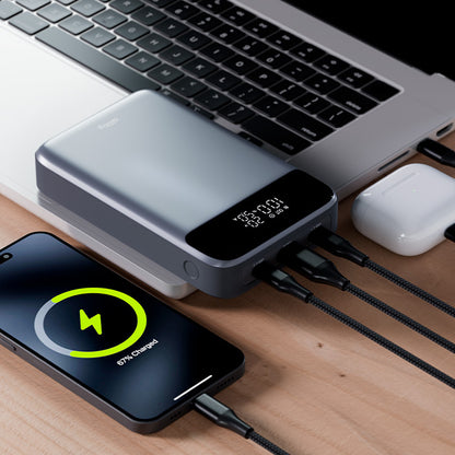 Εξωτερική Μπαταρία Allity. APB-200 PocketPower, 19200mAh, 130W, QC + PD, 1 x USB-A - 2 x USB-C, Γκρι