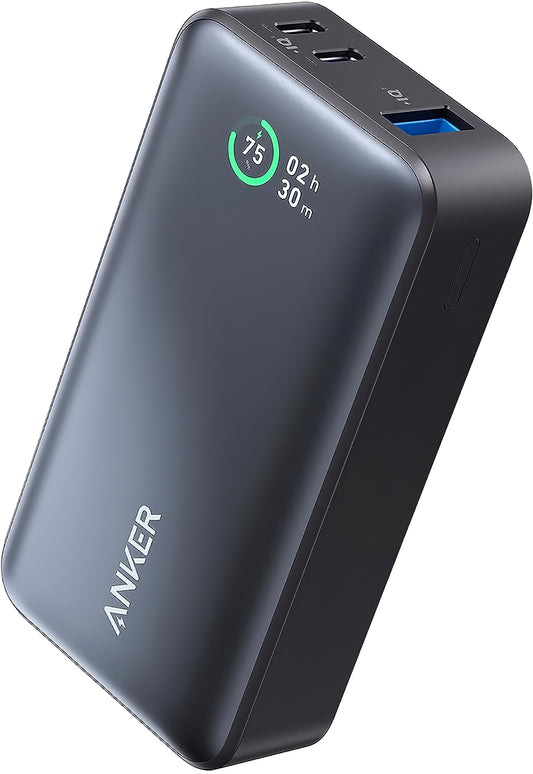 Εξωτερική μπαταρία Anker 533, 10000mAh, 30W, QC + PD, 1 x USB-A - 2 x USB-C, μαύρο A1256G12