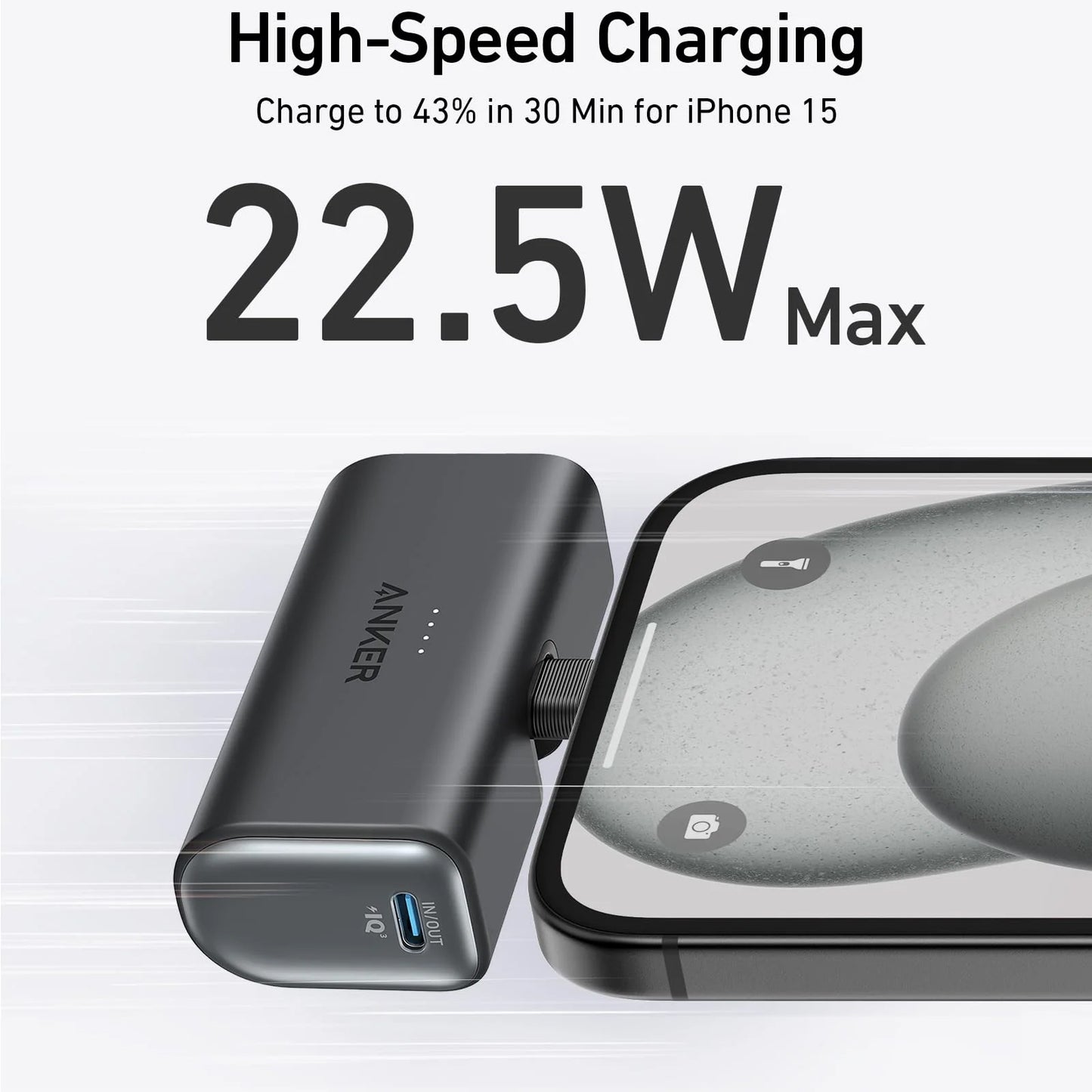 Εξωτερική Μπαταρία Anker Nano, 5000mAh, 22.5W, PD, 2 x USB-C, Μαύρη A1653H11