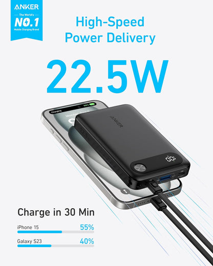 Εξωτερική μπαταρία Anker PowerCore, 10000mAh, 22,5W, QC + PD, 1 x USB-A - 2 x USB-C, μαύρο A1257G11 