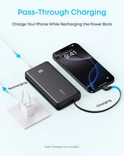 Εξωτερική Μπαταρία Anker Zolo, 20000mAh, 22.5W, QC + PD, 1 x USB-A - 2 x USB-C, Λευκή A110EH21