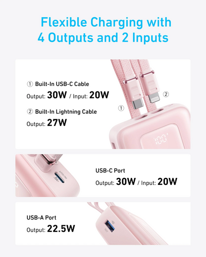 Εξωτερική μπαταρία Anker Zolo, 20000mAh, 30W, QC + PD, 1 x Lightning - 1 x USB-A - 2 x USB-C, Μαύρη A1681012