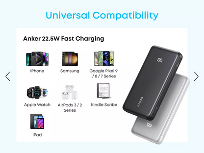 Εξωτερική Μπαταρία Anker Zolo, 10000mAh, 22.5W, QC + PD, 1 x USB-A - 2 x USB-C, Λευκή A110DH21