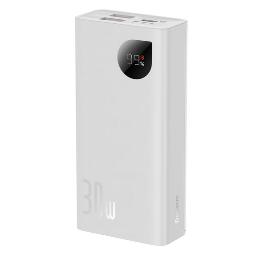 Εξωτερική Μπαταρία Baseus Adaman2, 10000mAh, 30W, QC + PD, 1 x USB-C - 2 x USB-A, Λευκή PPAD080002