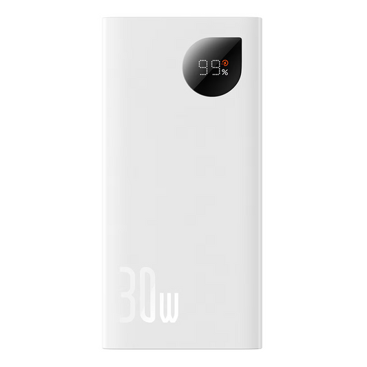 Εξωτερική Μπαταρία Baseus Adaman2, 10000mAh, 30W, QC + PD, 1 x USB-C - 2 x USB-A, Λευκή PPAD080002