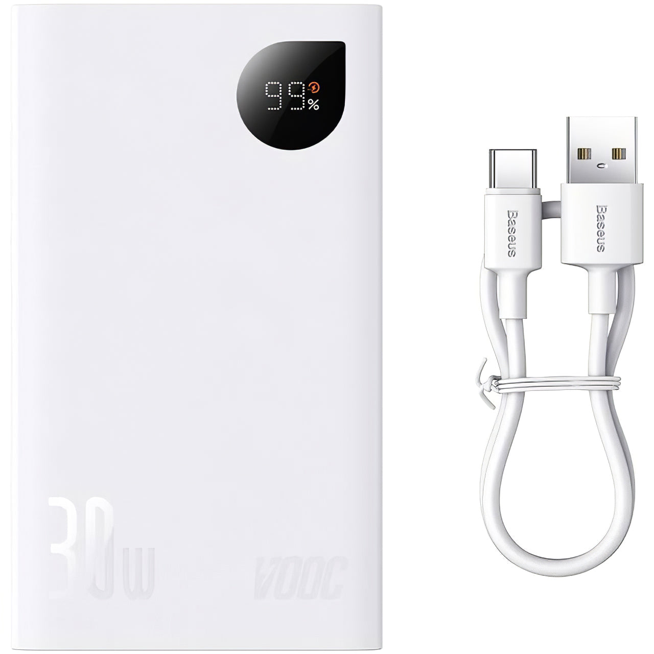 Εξωτερική μπαταρία Baseus Adaman2, 20000mAh, 30W, QC + PD, 1 x USB-C - 2 x USB-A, λευκό PPAD080102 