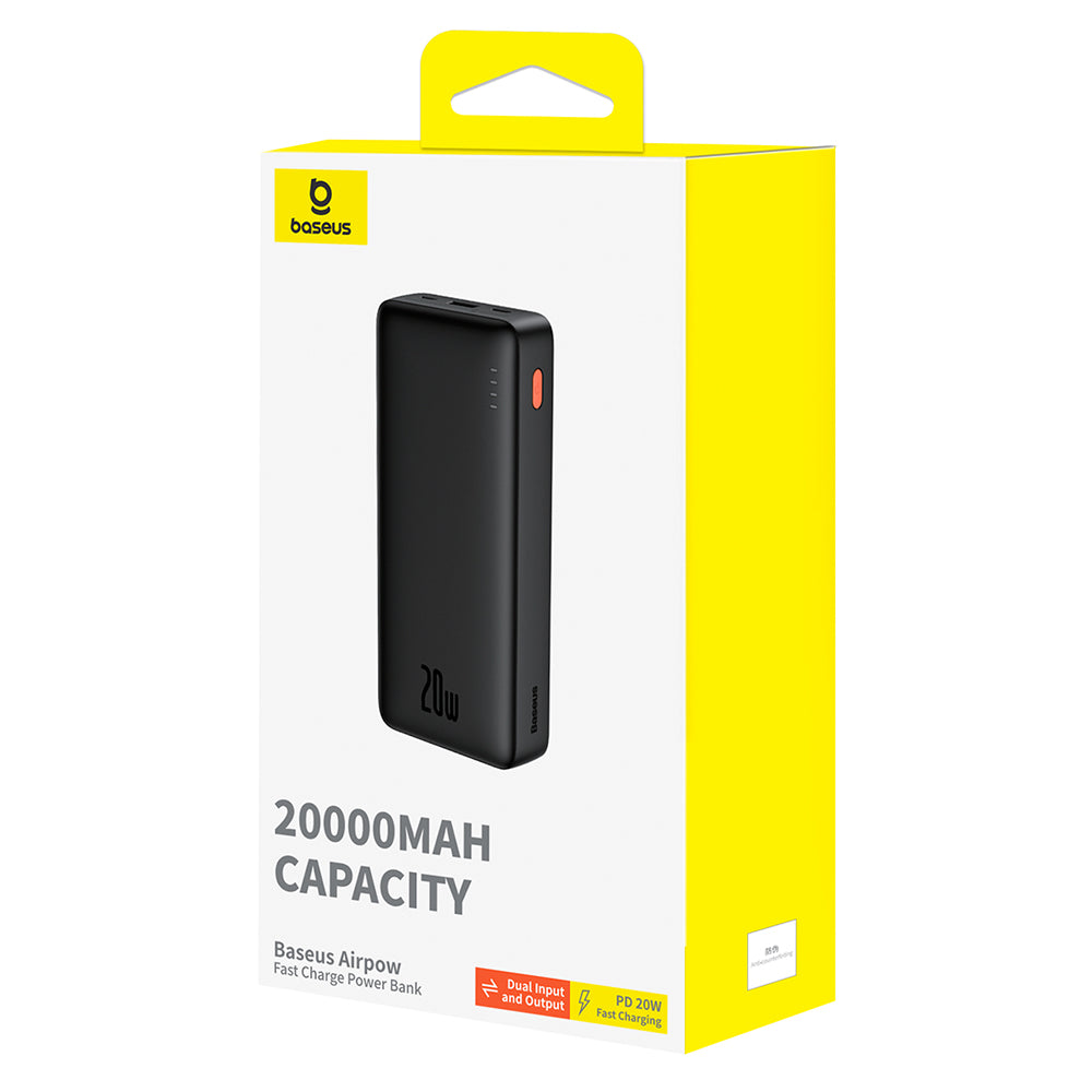 Εξωτερική Μπαταρία Baseus Airpow, 20000mAh, 20W, QC + PD, 1 x USB-A - 1 x USB-C, Μαύρη P10022804113-00