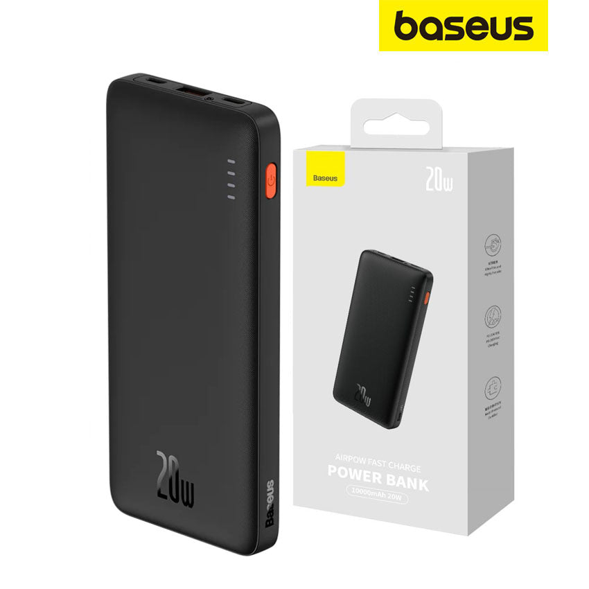 Εξωτερική μπαταρία Baseus Airpow, 10000mAh, 20W, QC + PD, 1 x USB-A - 1 x USB-C, μαύρο PPQD090001 