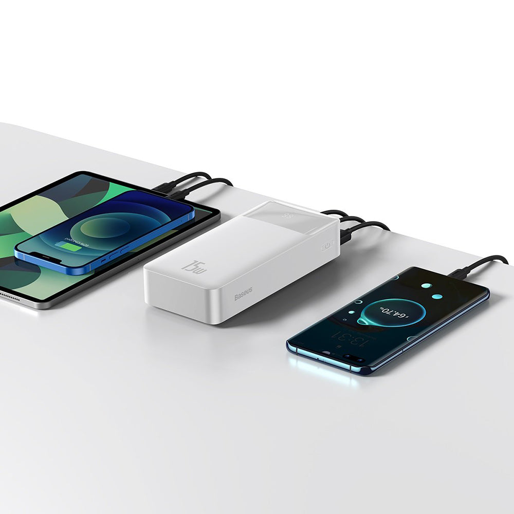 Εξωτερική Μπαταρία Baseus Bipow, 30000mAh, 15W, 1 x USB-C - 2 x USB-A, Λευκή PPBD050202