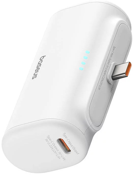 Εξωτερική Μπαταρία Baseus Compact, 5000mAh, 20W, PD, 2 x USB-C, Λευκή P10068306213-00