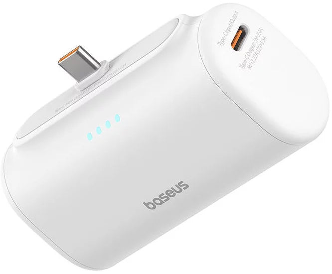 Εξωτερική Μπαταρία Baseus Compact, 5000mAh, 20W, PD, 2 x USB-C, Λευκή P10068306213-00