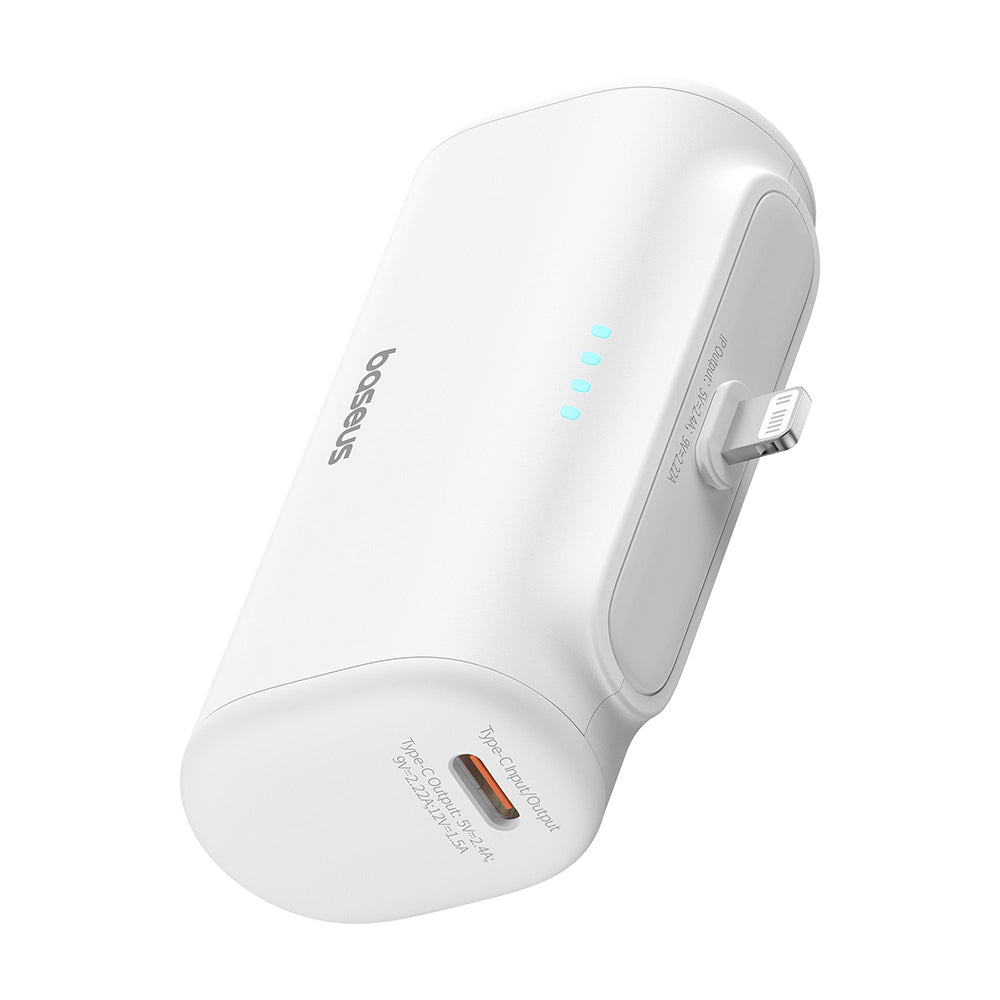 Εξωτερική Μπαταρία Baseus Compact, 5000mAh, 20W, PD, 1 x Lightning - 1 x USB-C, Λευκή P10068307213-00