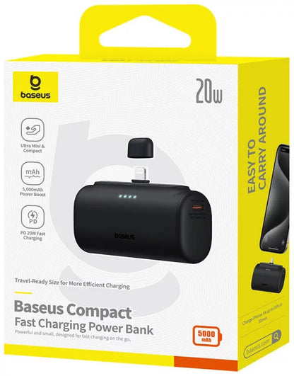 Εξωτερική Μπαταρία Baseus Compact, 5000mAh, 20W, PD, 1 x Lightning - 1 x USB-C, Μαύρη P10068307113-00