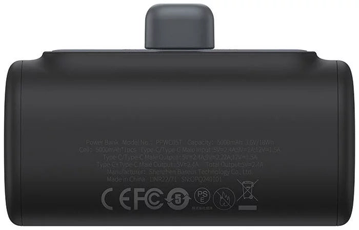 Εξωτερική Μπαταρία Baseus Compact, 5000mAh, 20W, PD, 2 x USB-C, Μαύρη P10068306113-00