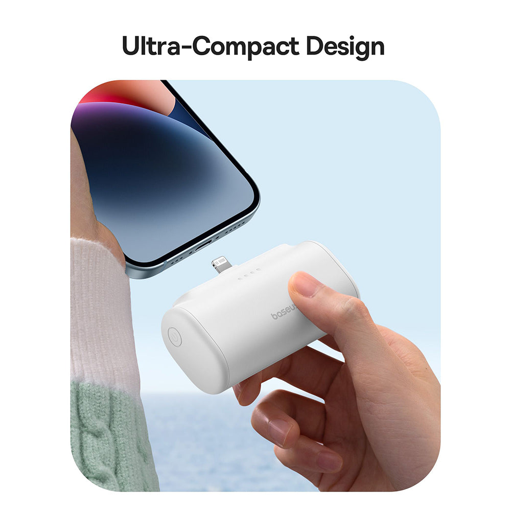 Εξωτερική Μπαταρία Baseus Compact, 5000mAh, 20W, PD, 1 x Lightning - 1 x USB-C, Λευκή P10068307213-00