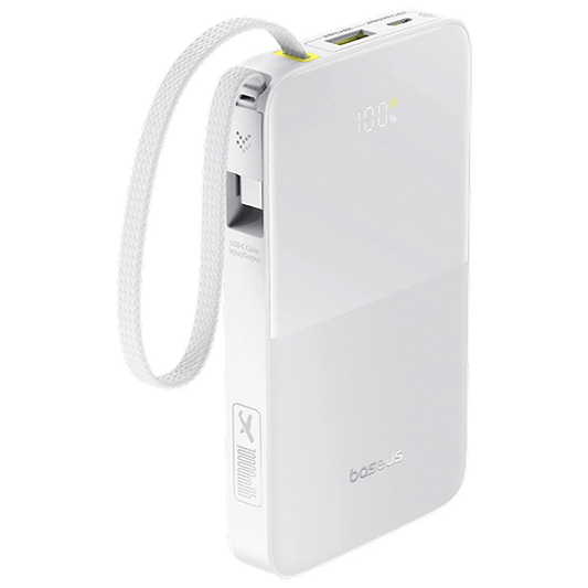 Εξωτερική Μπαταρία Baseus EnerFill Bipow2 Pro, 10000mAh, 22.5W, QC + PD, 1 x USB-A - 2 x USB-C, Λευκή E0027601