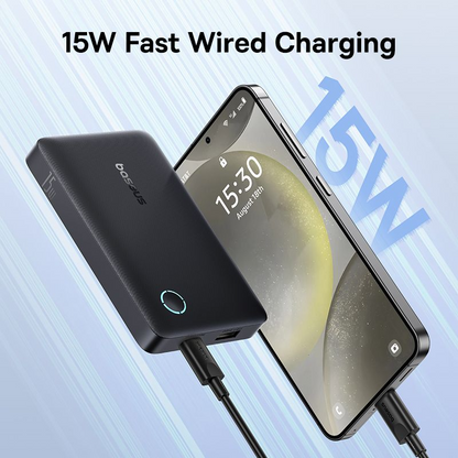 Baseus EnerFill FP11 External Battery, 10000mAh, 15W, 1 x USB-A - 1 x USB-C, Black P1008210C123