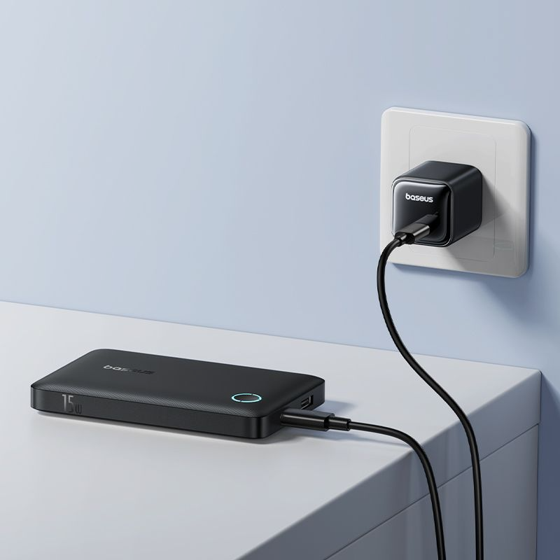Baseus EnerFill FP11 External Battery, 10000mAh, 15W, 1 x USB-A - 1 x USB-C, Black P1008210C123