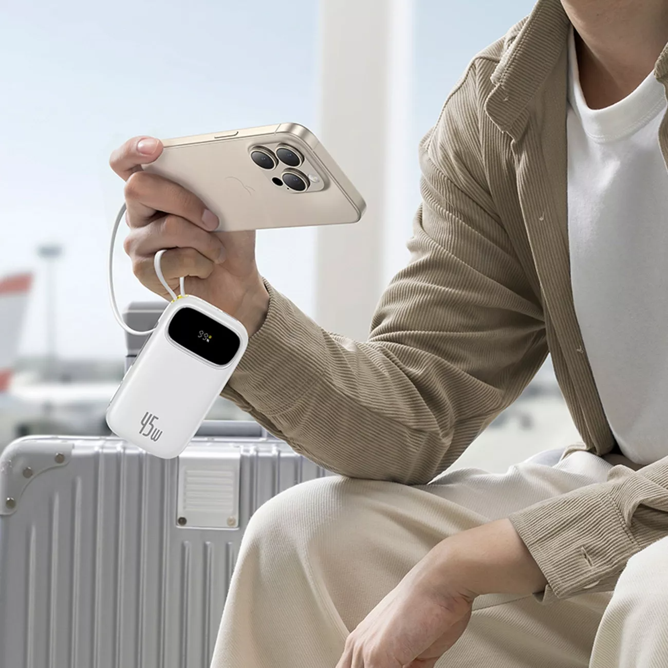 Εξωτερική Μπαταρία Baseus EnerFill FC31, 20000mAh, 45W, QC + PD, 1 x Lightning - 1 x USB-A - 2 x USB-C, Λευκό P10082105213-00