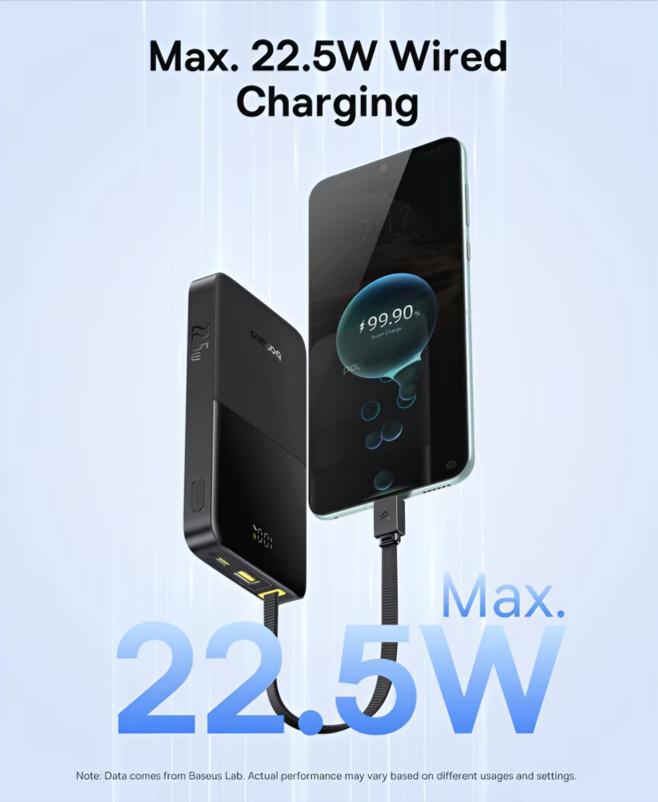 Εξωτερική Μπαταρία Baseus EnerFill Bipow2 Pro, 10000mAh, 22.5W, QC + PD, 1 x USB-A - 2 x USB-C, Μαύρη E0027600
