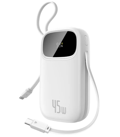 Εξωτερική Μπαταρία Baseus EnerFill FC31, 20000mAh, 45W, QC + PD, 1 x Lightning - 1 x USB-A - 2 x USB-C, Λευκό P10082105213-00