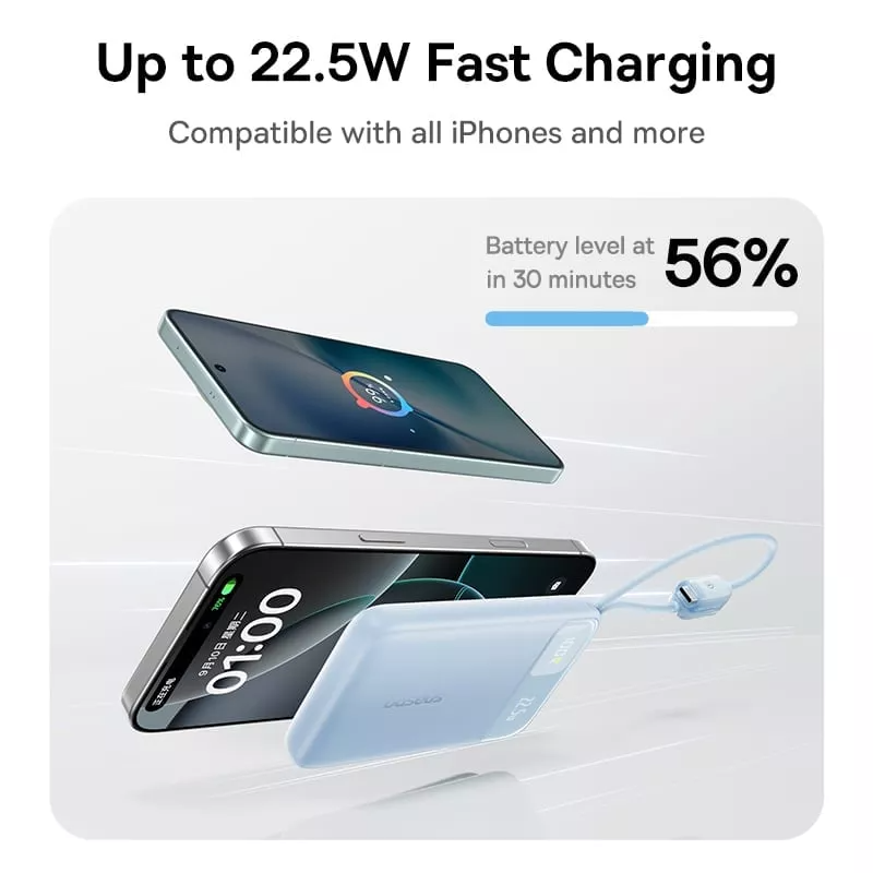 Εξωτερική Μπαταρία Baseus EnerFill FC11, 10000mAh, 22.5W, QC + PD, 1 x Lightning - 1 x USB-A - 2 x USB-C, Μαύρο E0027R04