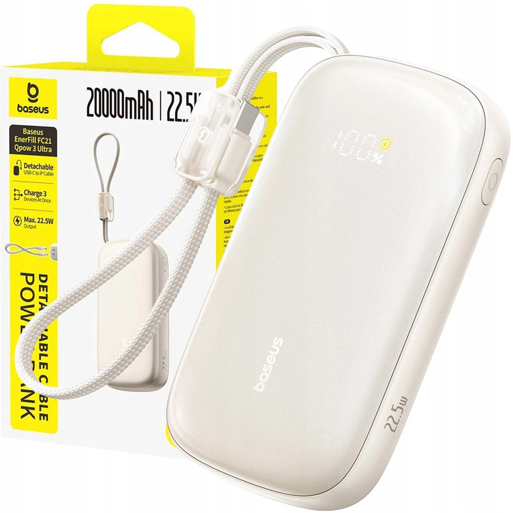 Εξωτερική Μπαταρία Baseus EnerFill FC21 Qpow 3 Ultra, 10000mAh, 22.5W, QC + PD, 1 x USB-A - 1 x USB-C, Μπεζ E0027L01