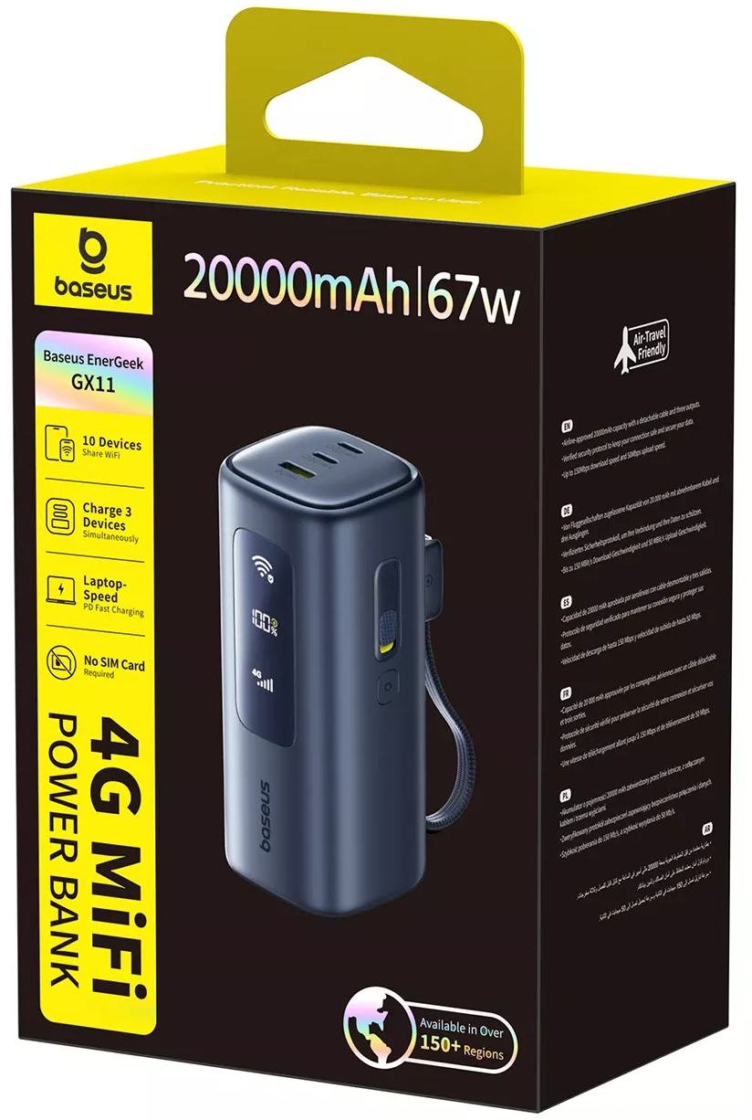 Εξωτερική Μπαταρία Baseus EnerGeek GX11, 20000mAh, 67W, QC + PD, 1 x USB-A - 2 x USB-C, Μαύρο E0025701