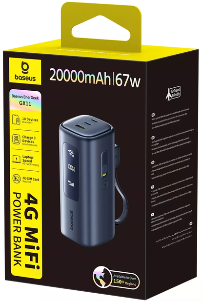 Εξωτερική Μπαταρία Baseus EnerGeek GX11, 20000mAh, 67W, QC + PD, 1 x USB-A - 2 x USB-C, Μαύρο E0025701