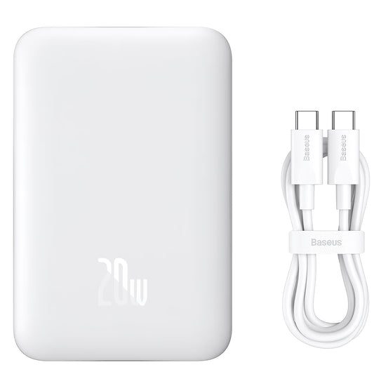 Εξωτερική Μπαταρία Baseus Magnetic Mini, 10000mAh, 20W, PD + FQI, 1 x USB-C, Λευκή P10059001223-00