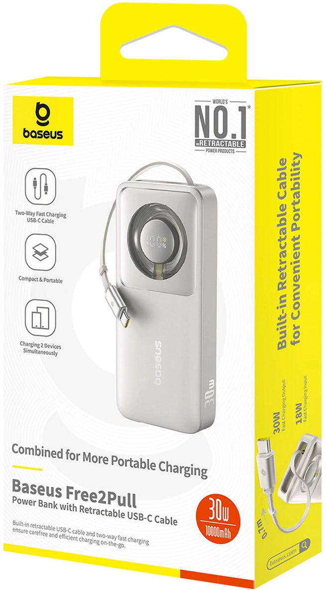 Εξωτερική Μπαταρία Baseus OS Free2Pull, 10000mAh, 30W, PD, 2 x USB-C, Γκρι P10073701843-00