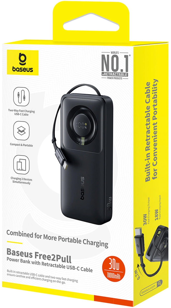Εξωτερική Μπαταρία Baseus OS Free2Pull, 10000mAh, 30W, PD, 2 x USB-C, Μαύρη P10073701123-00