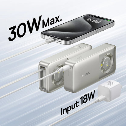Εξωτερική Μπαταρία Baseus OS Free2Pull, 10000mAh, 30W, PD, 2 x USB-C, Γκρι P10073701843-00