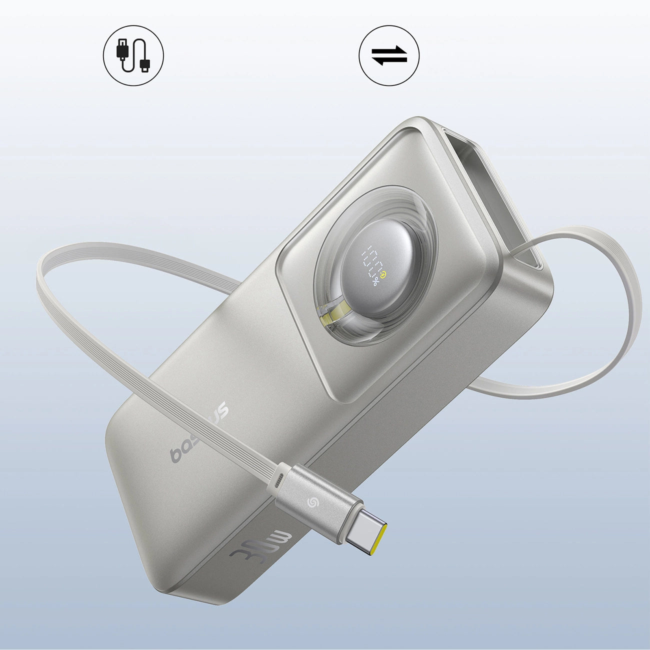 Εξωτερική Μπαταρία Baseus OS Free2Pull, 10000mAh, 30W, PD, 2 x USB-C, Γκρι P10073701843-00