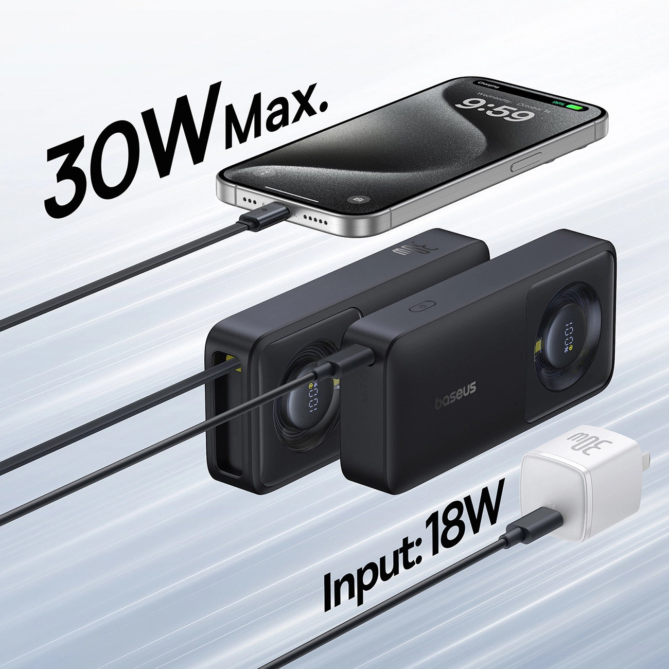Εξωτερική Μπαταρία Baseus OS Free2Pull, 10000mAh, 30W, PD, 2 x USB-C, Μαύρη P10073701123-00