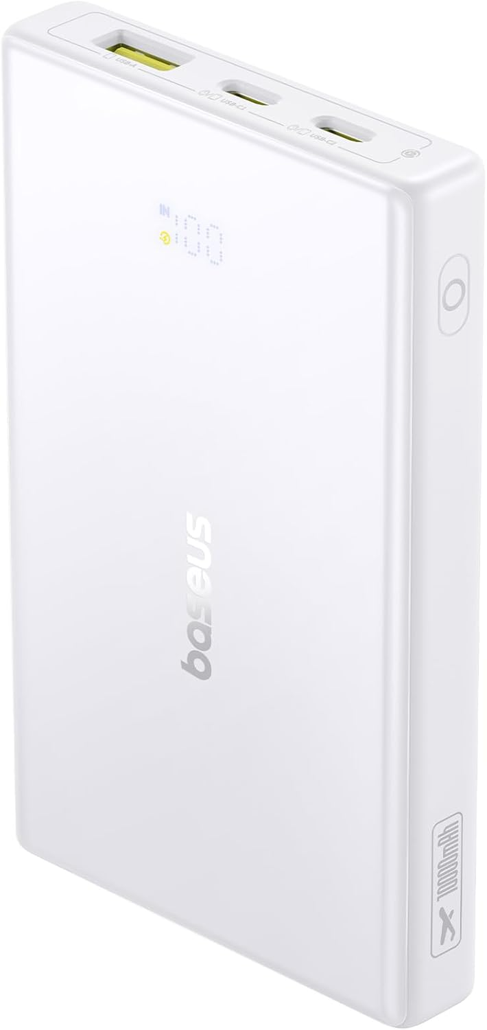 Εξωτερική Μπαταρία Baseus PicoGo, 10000mAh, 20W, QC + PD, 1 x USB-A - 2 x USB-C, Λευκή P10076801213-00