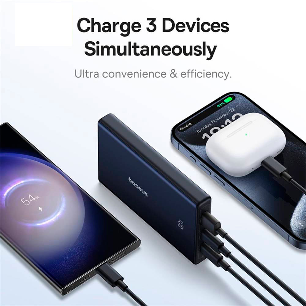 Εξωτερική Μπαταρία Baseus PicoGo, 10000mAh, 20W, QC + PD, 1 x USB-A - 2 x USB-C, Μαύρη P10076801123-00