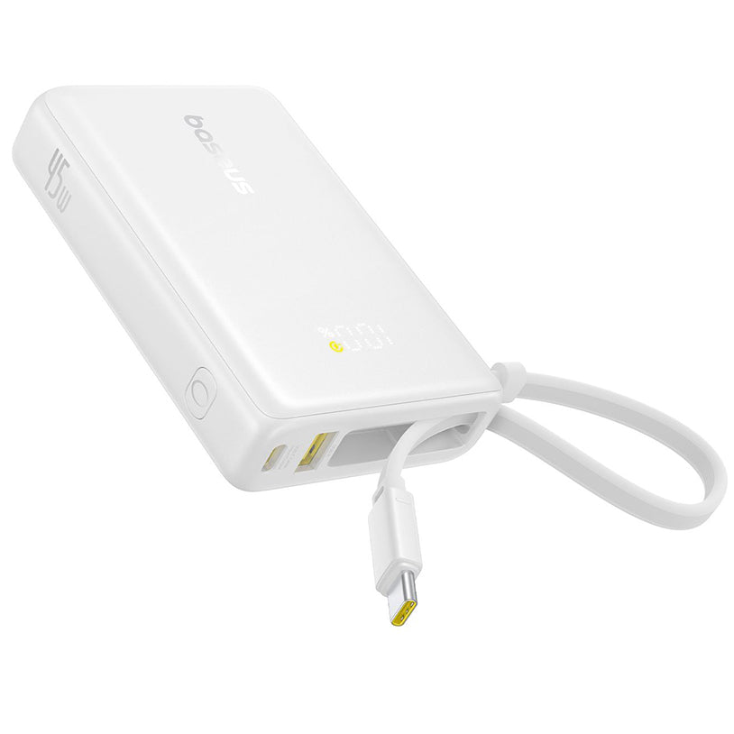 Εξωτερική Μπαταρία Baseus PicoGo, 10000mAh, 45W, QC + PD, 1 x USB-A - 2 x USB-C, Λευκή P10076803213-00