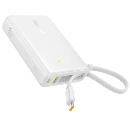 Εξωτερική Μπαταρία Baseus PicoGo, 10000mAh, 45W, QC + PD, 1 x USB-A - 2 x USB-C, Λευκή P10076803213-00