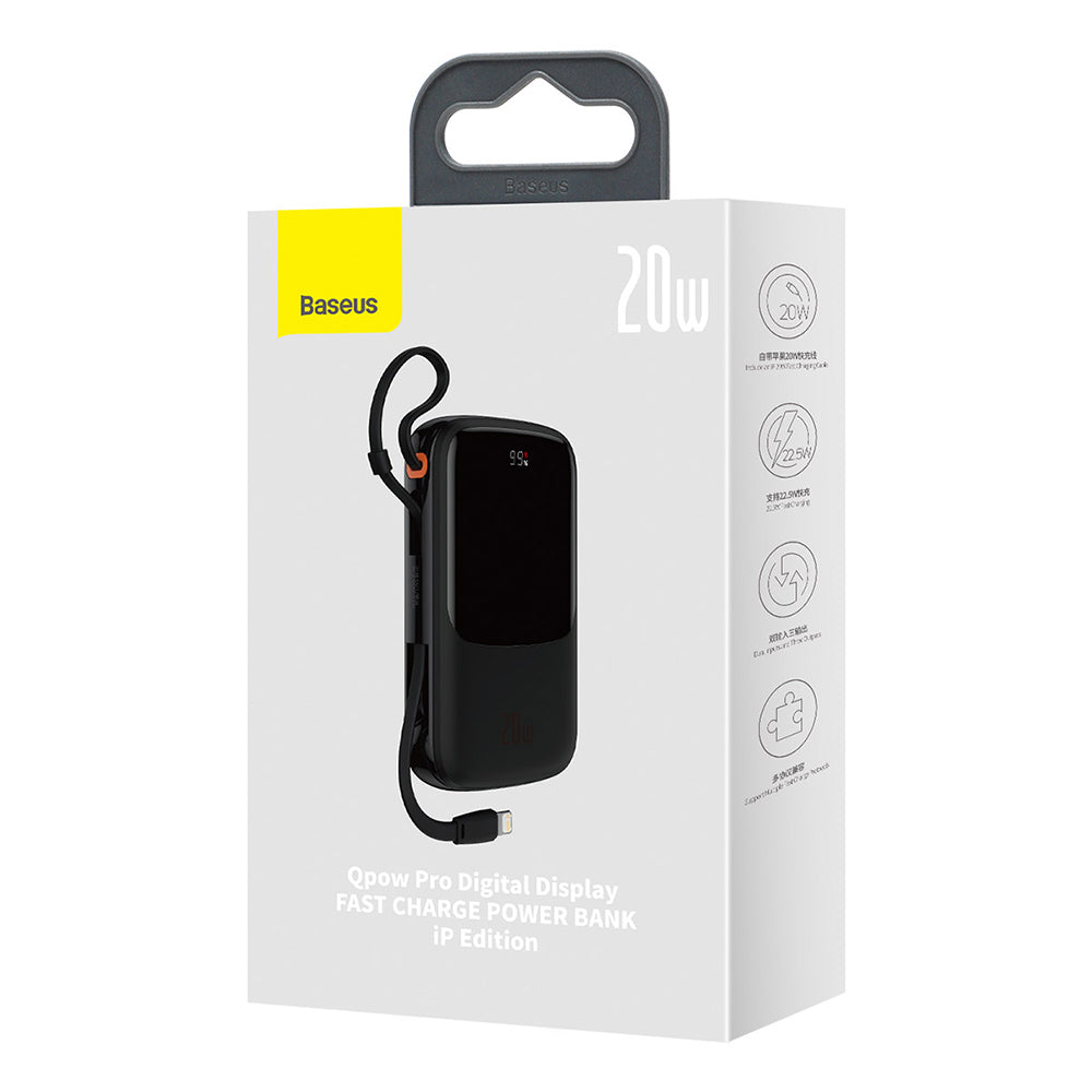 Εξωτερική Μπαταρία Baseus Qpow Pro, 20000mAh, 20W, QC + PD, 1 x Lightning - 1 x USB-A - 1 x USB-C, Μαύρη PPQD040001
