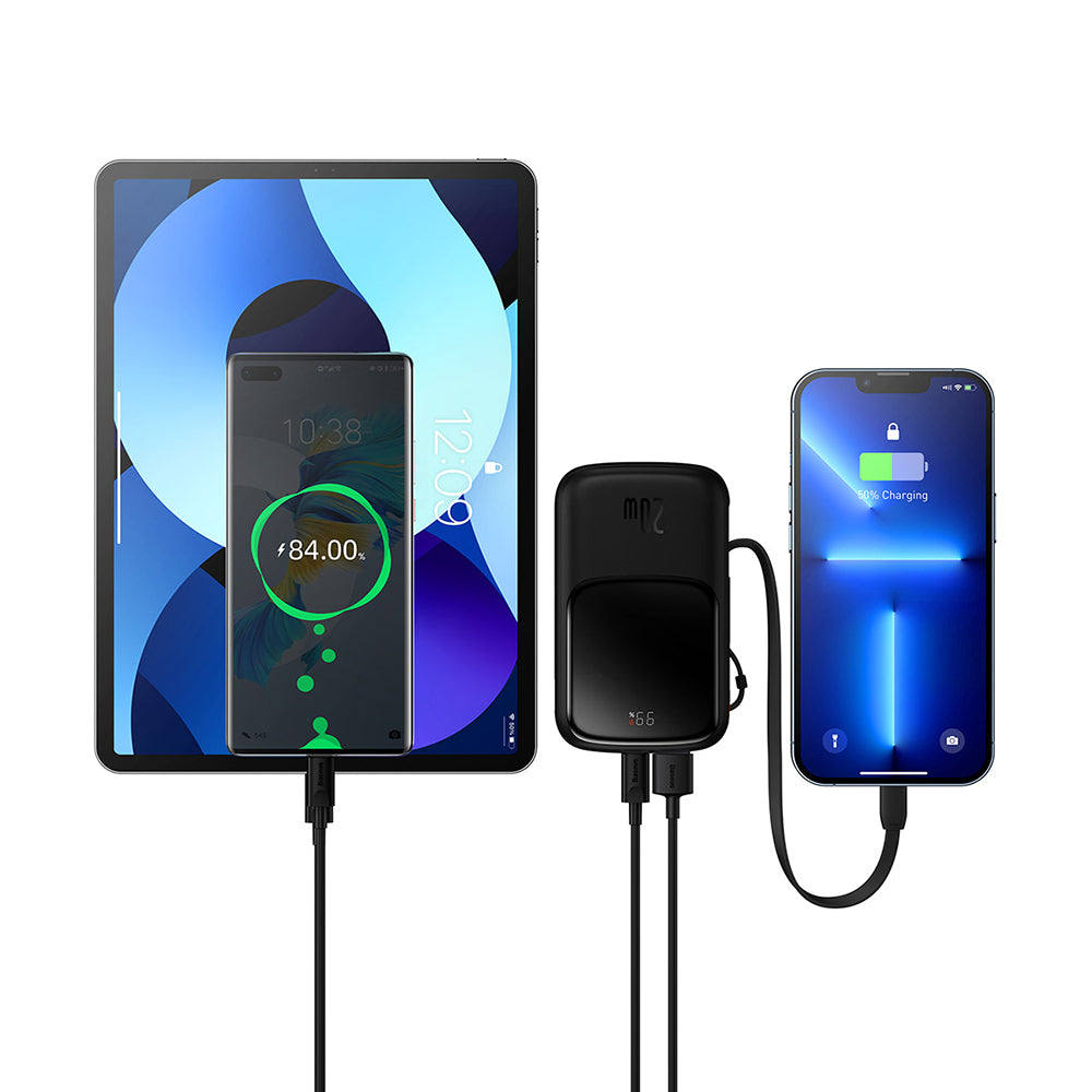 Εξωτερική Μπαταρία Baseus Qpow Pro, 20000mAh, 20W, QC + PD, 1 x Lightning - 1 x USB-A - 1 x USB-C, Μαύρη PPQD040001