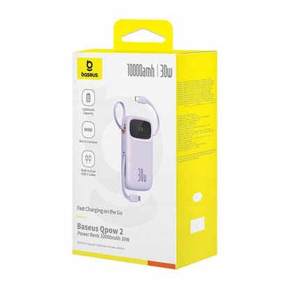 Εξωτερική Μπαταρία Baseus Qpow2, 10000mAh, 30W, QC + PD, 1 x USB-A - 3 x USB-C, Μωβ P10055008513-00
