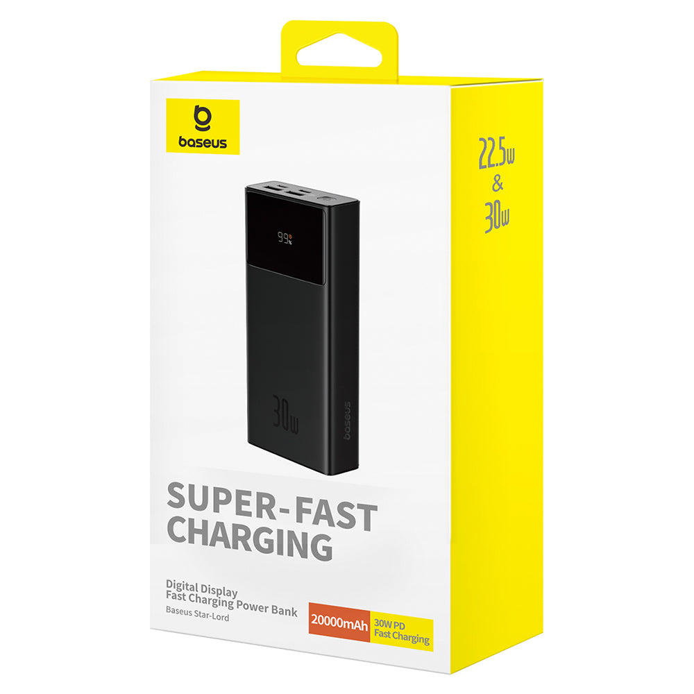 Εξωτερική Μπαταρία Baseus Star Lord, 20000mAh, 30W, QC + PD, 1 x USB-C - 2 x USB-A, Μαύρη P10022904113-00