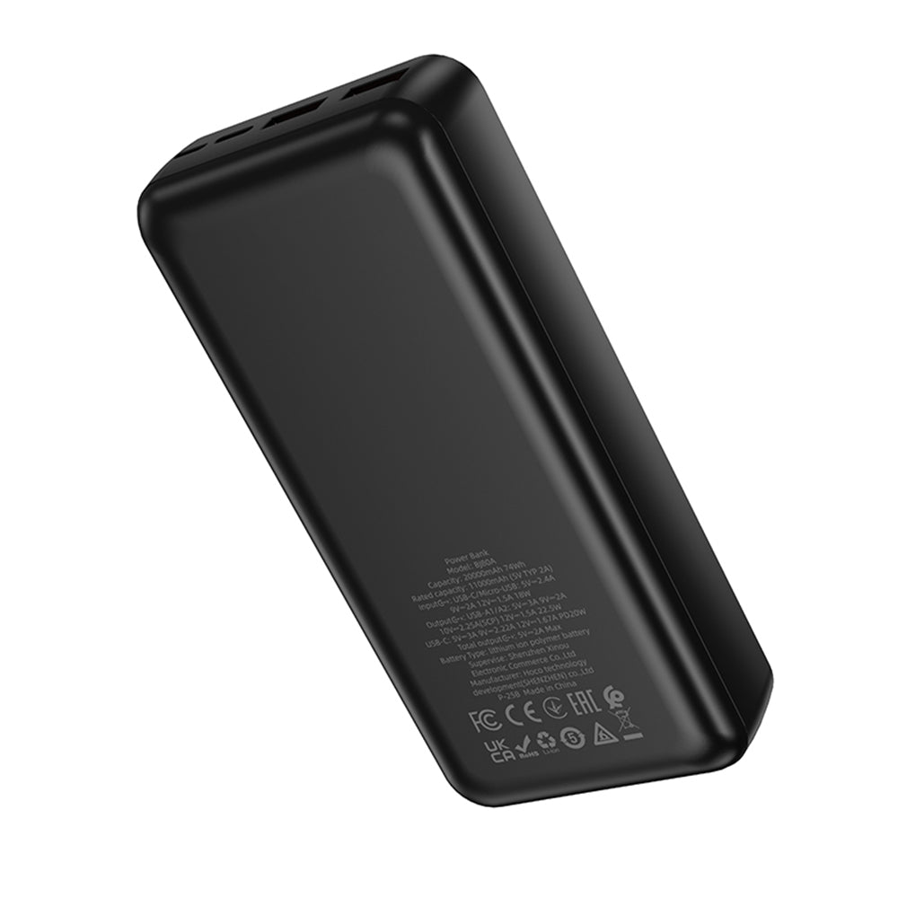 Εξωτερική Μπαταρία Borofone BJ80A Clever, 20000mAh, 22.5W, QC + PD, 1 x USB-C - 2 x USB-A, Μαύρη