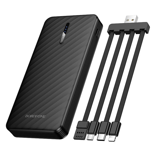 Εξωτερική Μπαταρία Borofone BJ84 Smooth, 10000mAh, 10W, 1 x Lightning - 1 x microUSB - 1 x USB-A - 1 x USB-C, Μαύρο