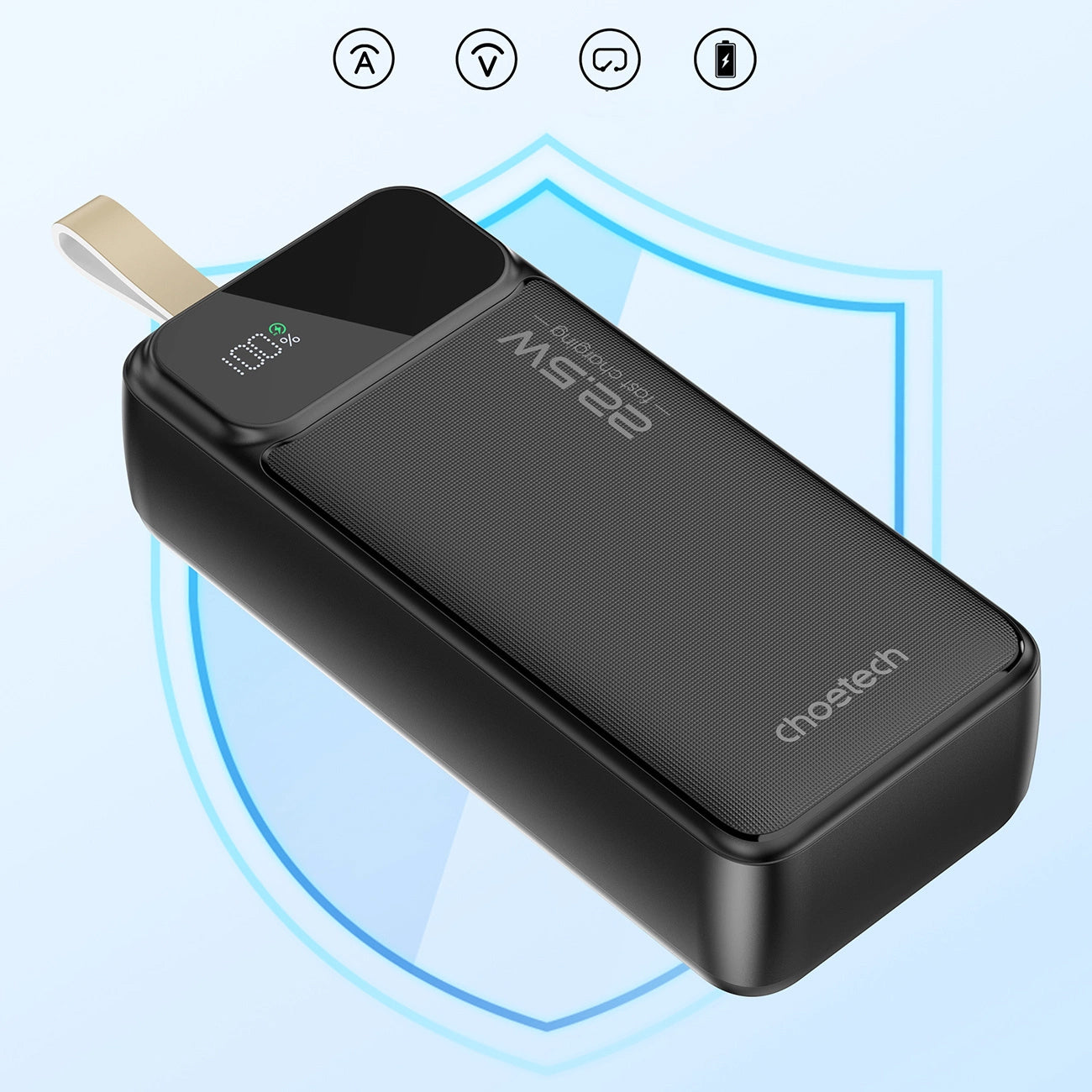 Choetech B730 Εξωτερική μπαταρία, 30000mAh, 22.5W, QC + PD, 1 x USB-C - 2 x USB-A, Μαύρο 