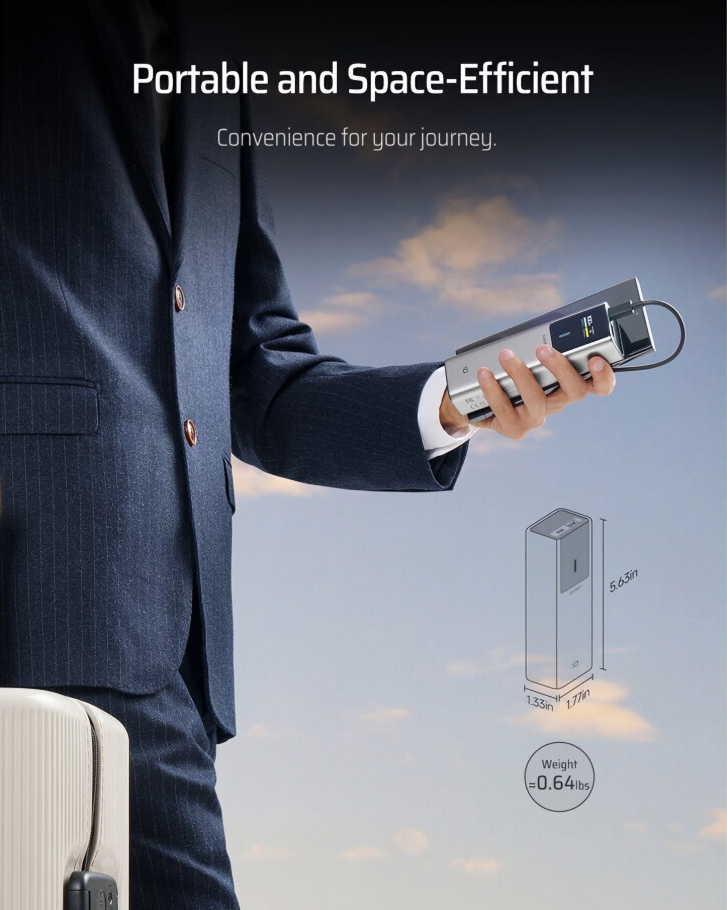 Εξωτερική Μπαταρία Cuktech, 10000mAh, 150W, QC + PD, 1 x USB-A - 1 x USB-C, Γκρι CKPB100PGLBK