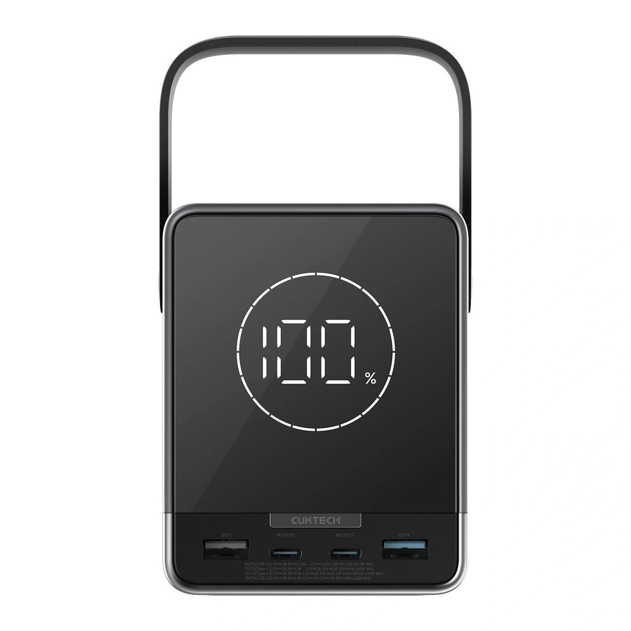 Εξωτερική Μπαταρία Cuktech, 40000mAh, 300W, QC + PD + FQI, 1 x QI - 2 x USB-A - 2 x USB-C, Μαύρο