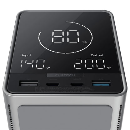 Εξωτερική Μπαταρία Cuktech, 40000mAh, 300W, QC + PD + FQI, 1 x QI - 2 x USB-A - 2 x USB-C, Μαύρο