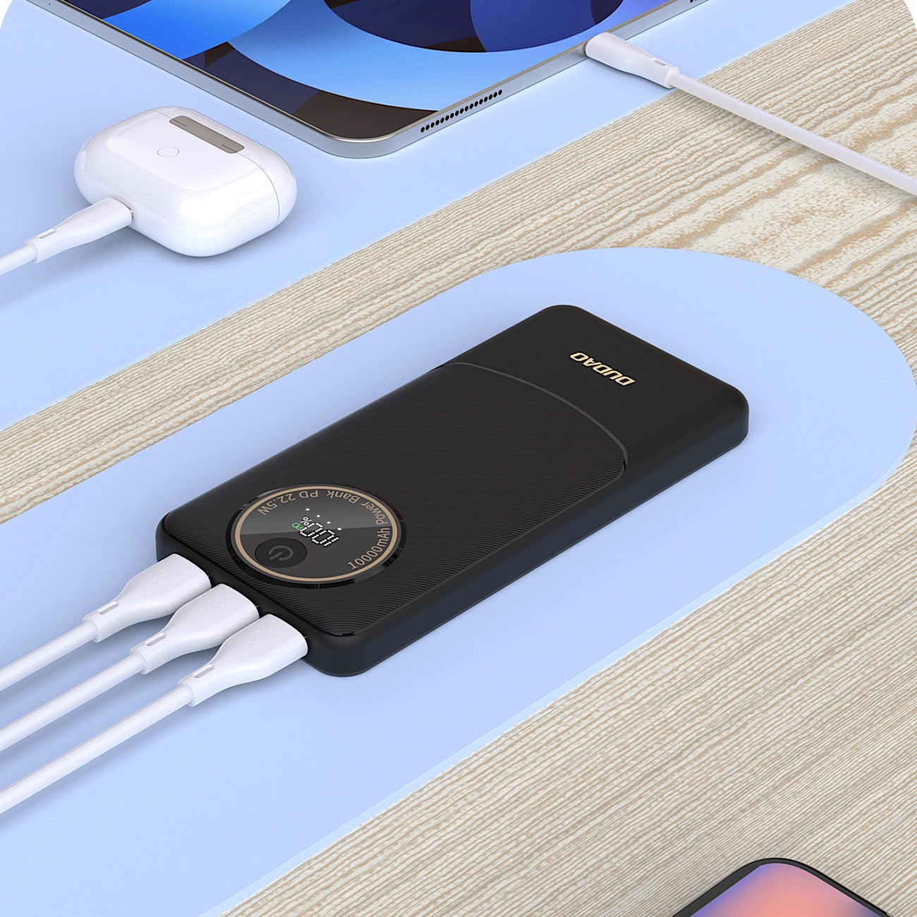 Εξωτερική Μπαταρία Dudao K12, 10000mAh, 22.5W, QC + PD, 1 x USB-C - 2 x USB-A, Μαύρη